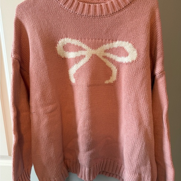 Sincerly Jules Sweaters - Sincerely Jules Pink Sweater with White Bow